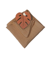 Anneau de dentition feuille terracotta et lange marron